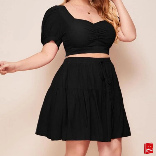 SHEIN Plus Sweetheart Top & Skirt Set