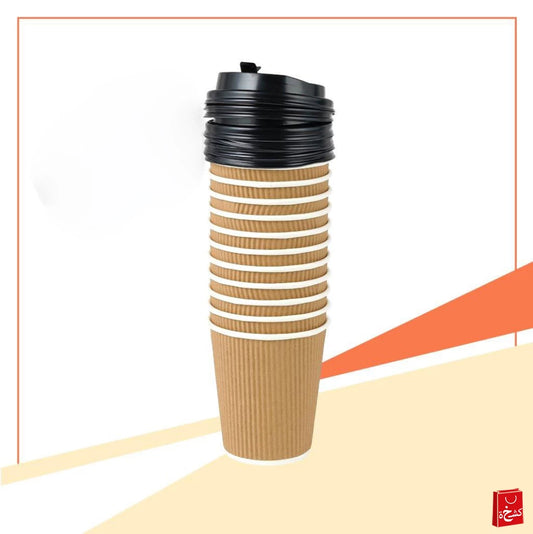 Brown Paper Ripple Cup 8 oz - 12pcs