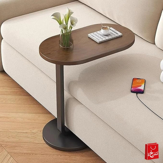 Chic C-Shaped Wooden Side Tabl