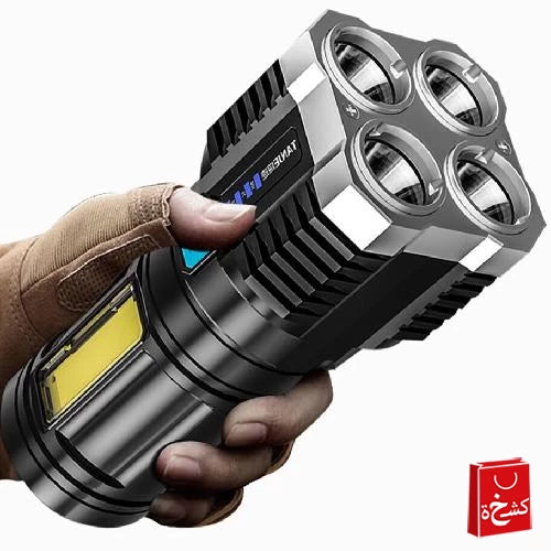 Bright USB Flashlight 4-Core 4 Modes Strong LED Light Rechargeable Torchlight L-S03