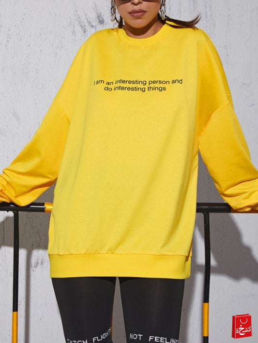 Slogan Graphic Oversized Longline Sweatshirt
