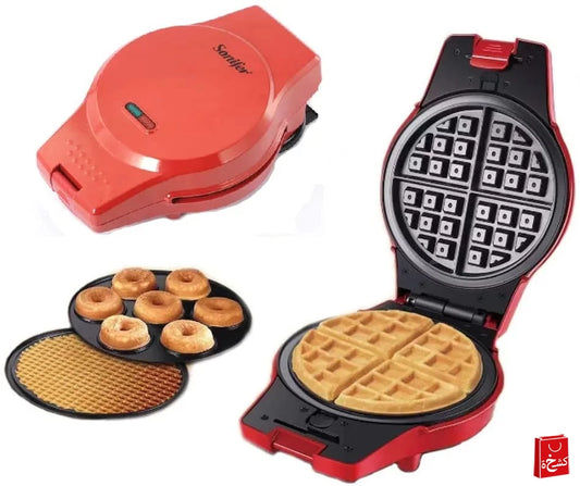 Sonifer 3 In 1 Electric Waffle,Donuts & Omelet Maker SF-6083