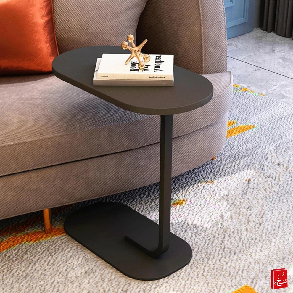C-Shaped End Table Premium Black Coffee & TV Dinner Bedside Side Table Black (With installation)