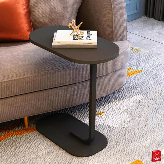C-Shaped End Table Premium Black Coffee & TV Dinner Bedside Side Table Black (With installation)