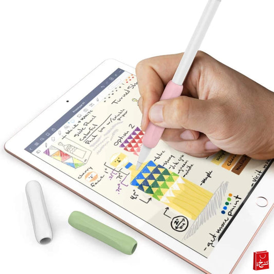 AHASTYLE 3 Pack Apple Pencil Grips Silicone Holder Sleeve Compatible with Apple Pencil 1st and 2nd Generation (White,Green,Pink)