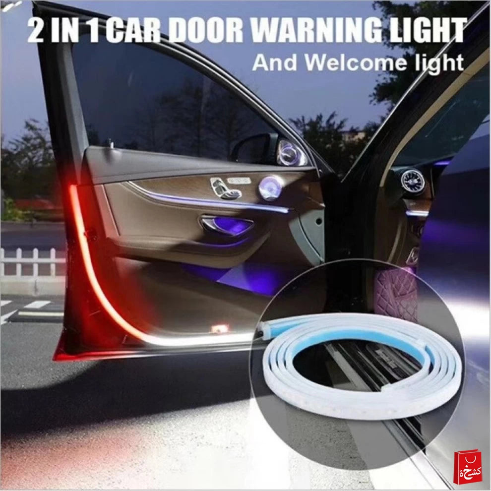 2in1 Car LED Door Warning Strip Strobe Flash Lamp Red White Anti-collision Welcome Decorative Light
