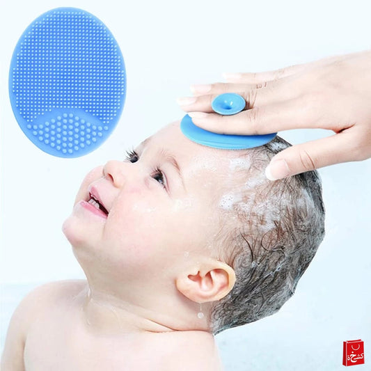 Baby Bath Brush – Silicone Cradle Cap Brush & Massage Scrubber (Blue Color)