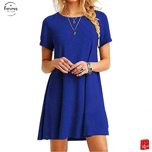 Blue Short Sleeve  Dresses