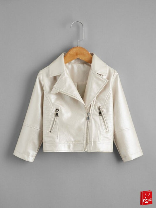 Toddler Girls PU Zip Detail Moto Jacket
