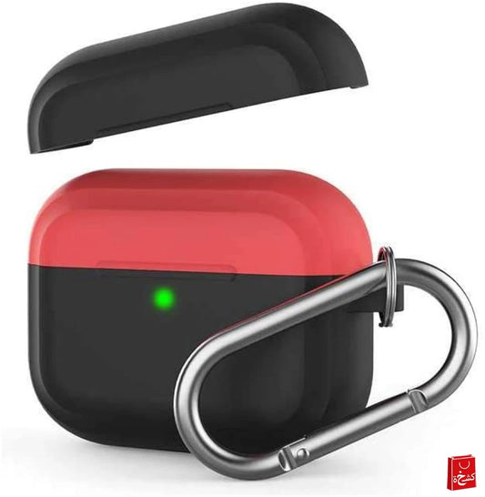 AhaStyle Premium Silicone Two Toned Keychain Case for Airpods Pro - Black/Red