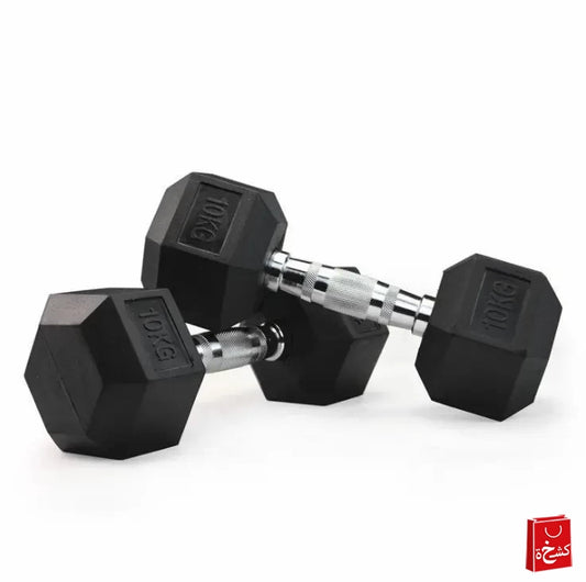 Weight Lifting Black Rubber Hex Dumbbell