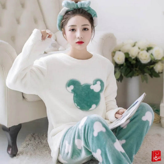 Woman Warm sleepwear two-pieces sets