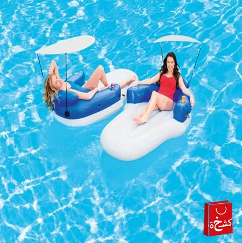 Bestway Double the Fun Lounge – 2 Person Linking Pool Floats Mattress with Sunshade