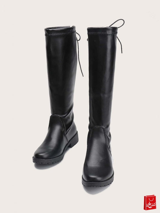 Tie Back Plush Lined Knee Boots