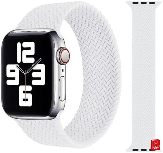 Braided Solo Loop Silicone Watchband For Apple watch- white