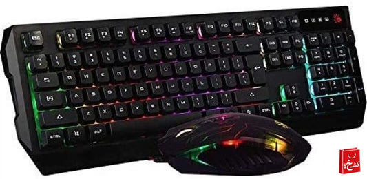 Bloody Q1300 Wired Combo Set with Neon Light Effect - Black