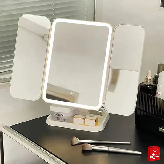 Three-Sided Folding Makeup Mirror Desktop