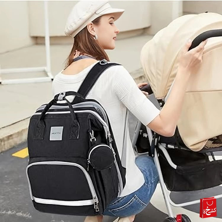 2 in 1Foldable Travel Baby Diaper Backpack  with bed