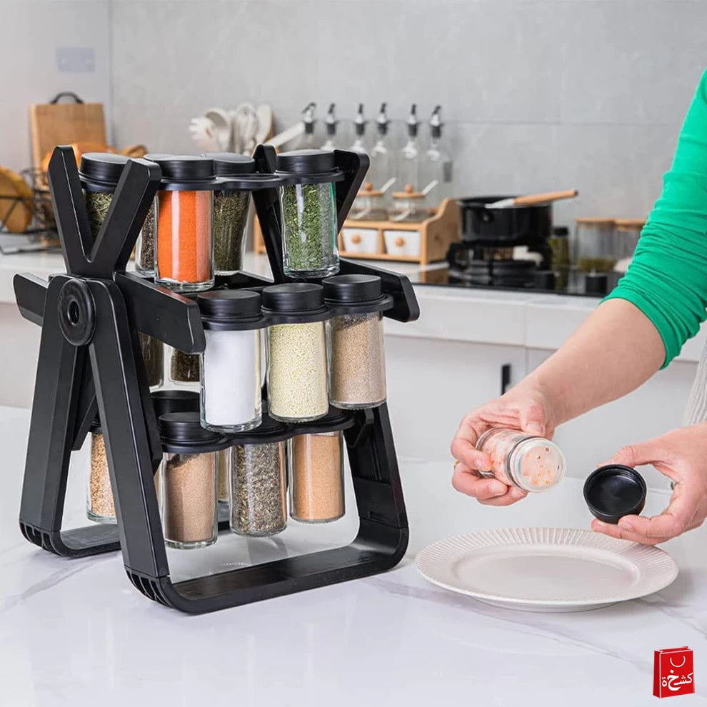 Spice Rack Ferris Wheel Rotating Jars Organizer