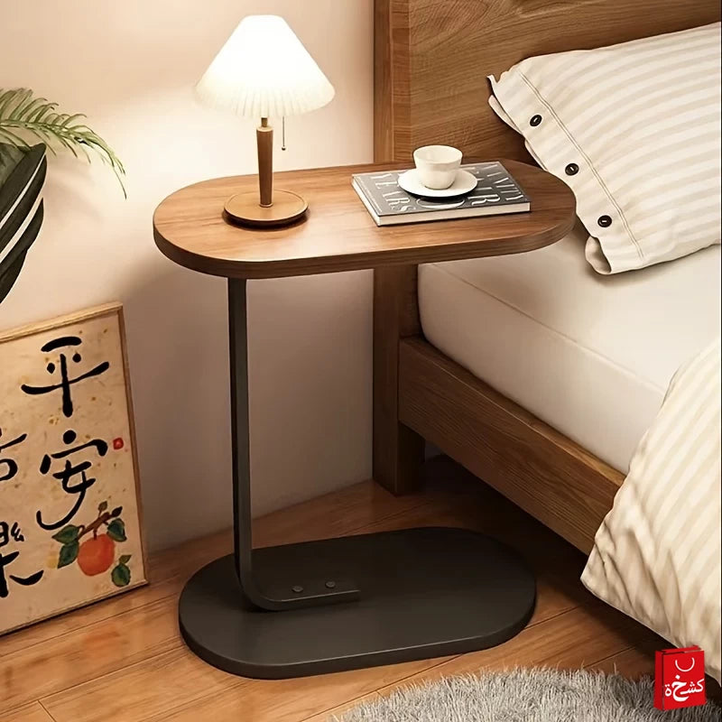 Chic C-Shaped Wooden Side Tabl