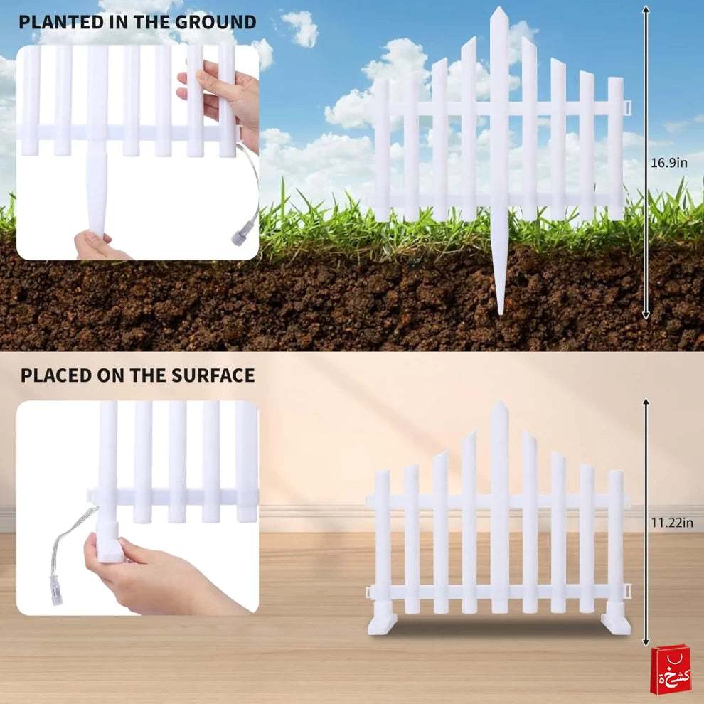 Wave-Shaped Solar LED Lighted Garden Fence – Stylish Outdoor Illumination