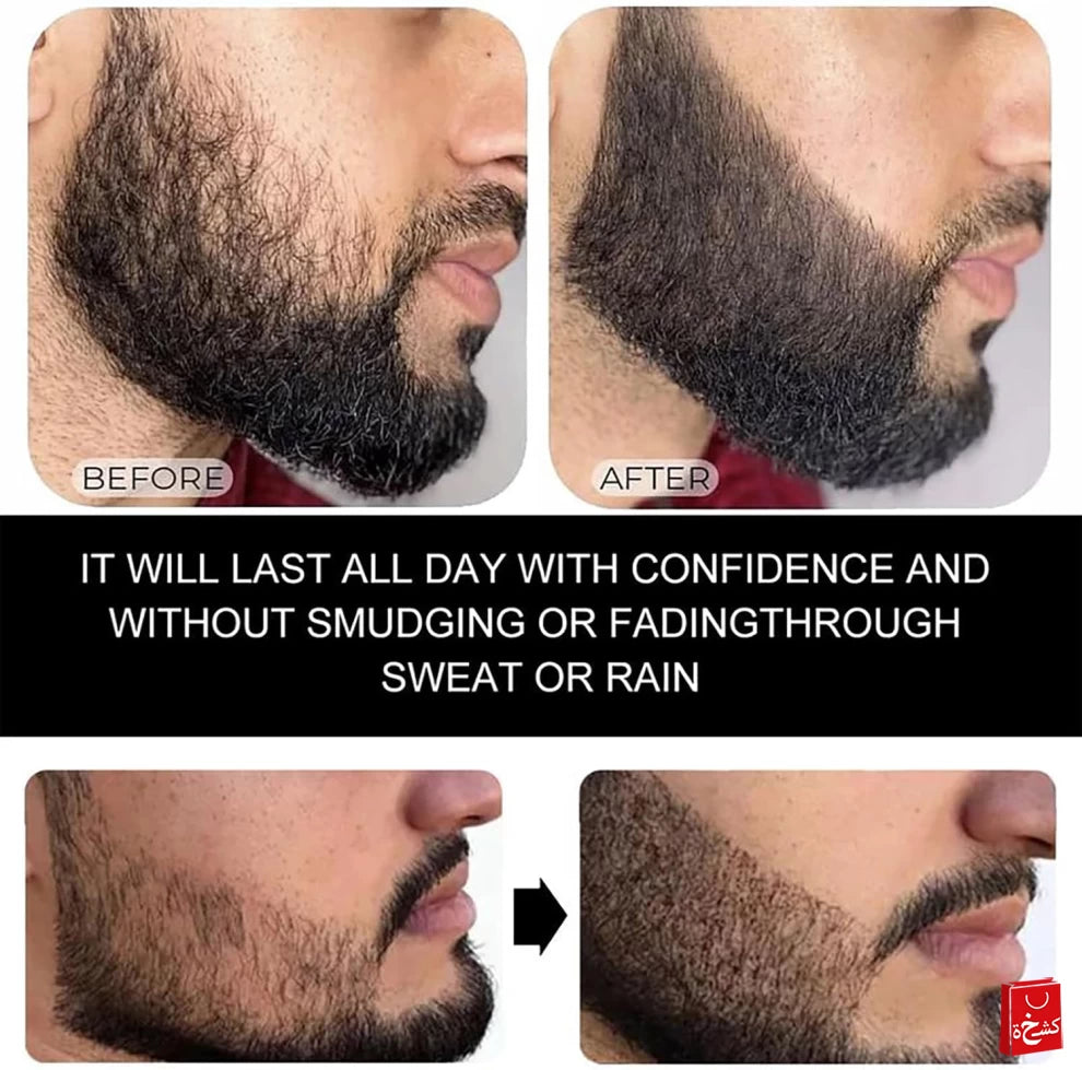 Waterproof Beard Filling Pen with Beard Brush Black