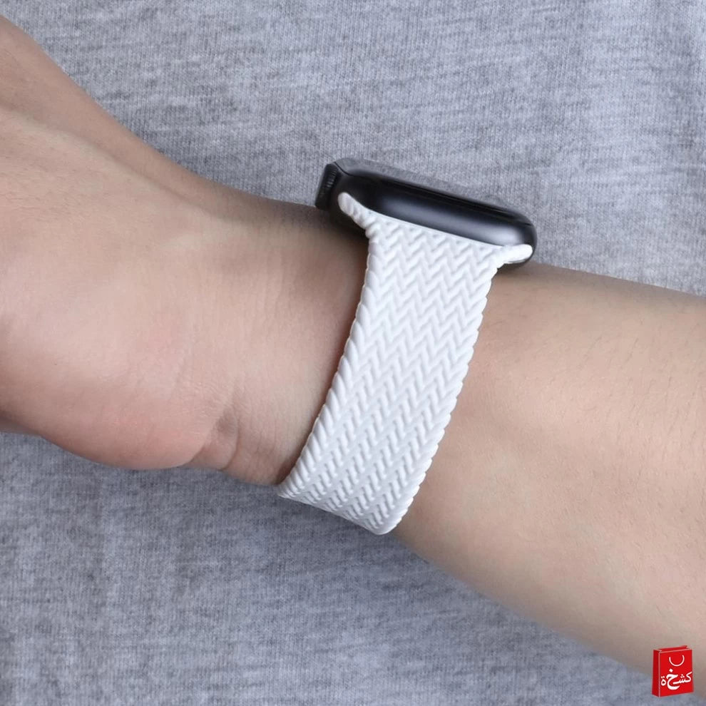 Braided Solo Loop Silicone Watchband For Apple watch- white