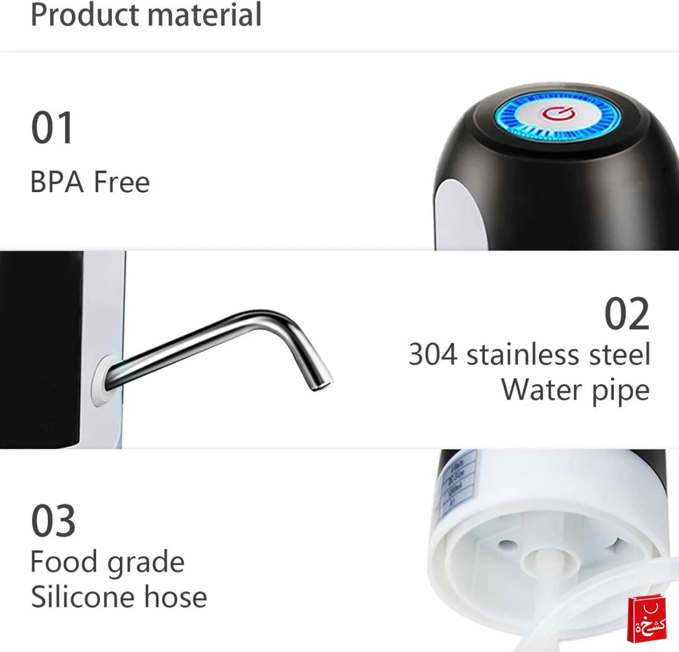 Water Bottle Pump – USB Charging Automatic Dispenser (Black)